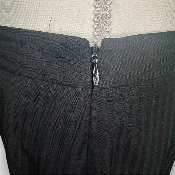 Theory Black Striped Wool Blend Split Hem Pencil Skirt Size 8 - Picture 5 of 14